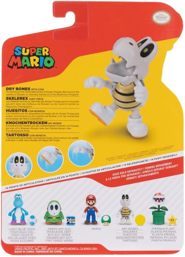 Figuras Nintendo Super Mario De 4 Huesos Secos Con Moneda 10cm