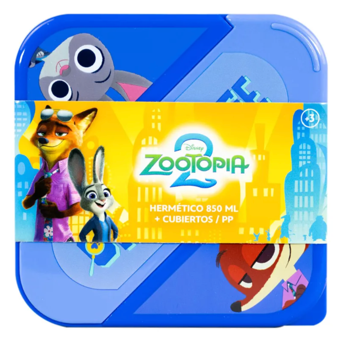 Hermetico 850ml + Cubiertos PP Zootopia