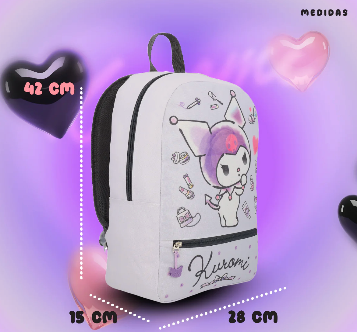 Mochila Kuromi Juvenil Gris
