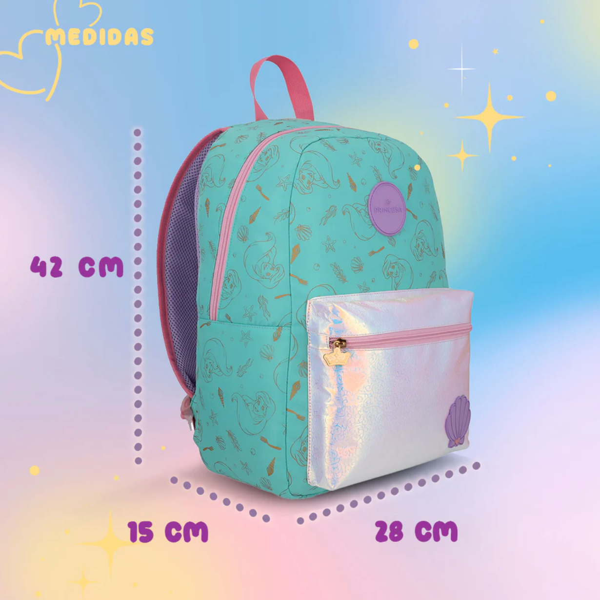 Mochila Juvenil Princesas Ariel La Sirenita