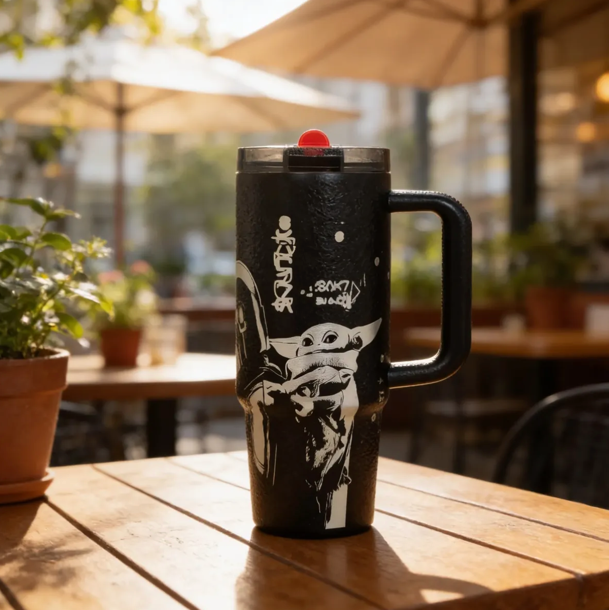 Mug Termico 30 Oz Black Star Wars Mandalorian Yoda