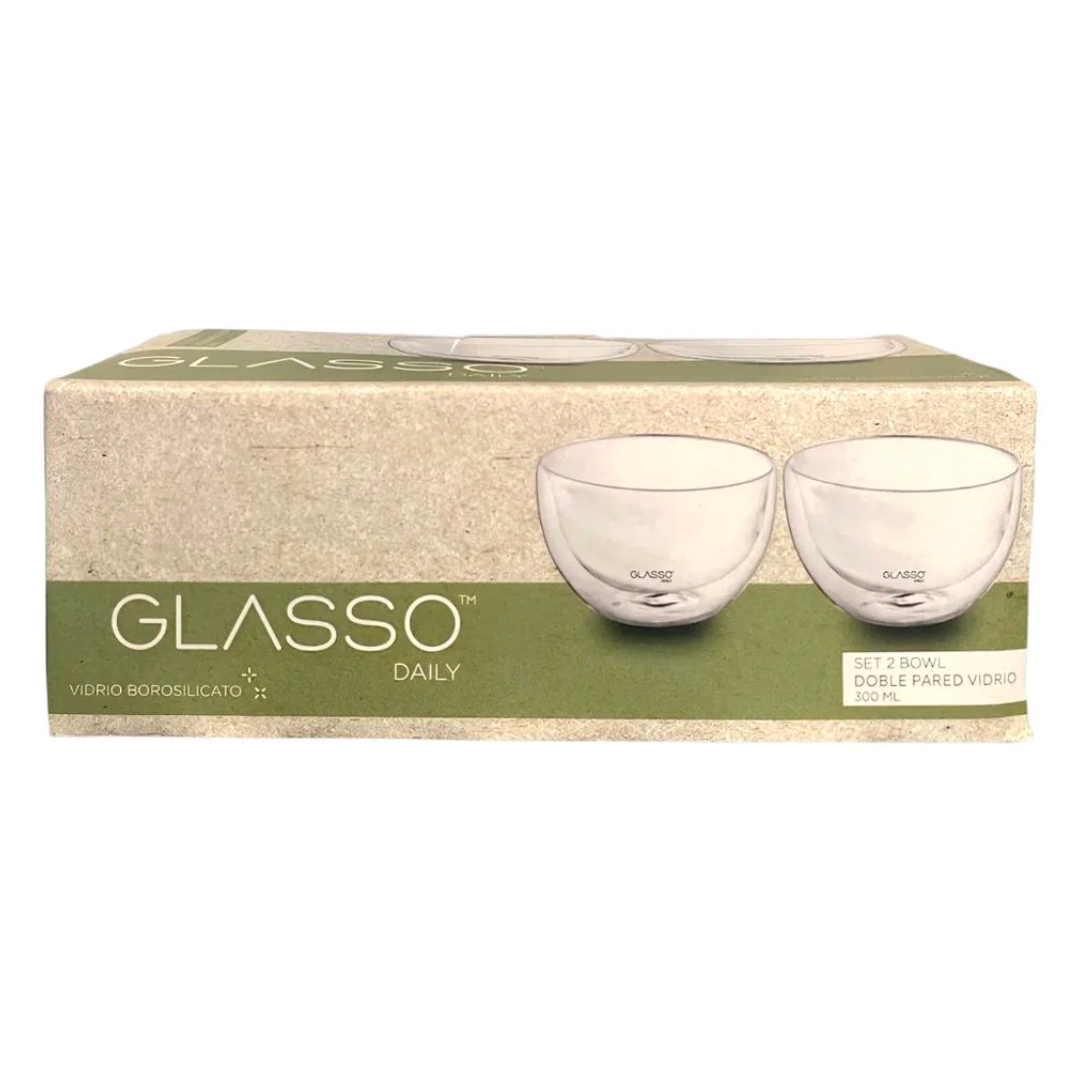 Set 2 Bowl Doble Pared Glasso