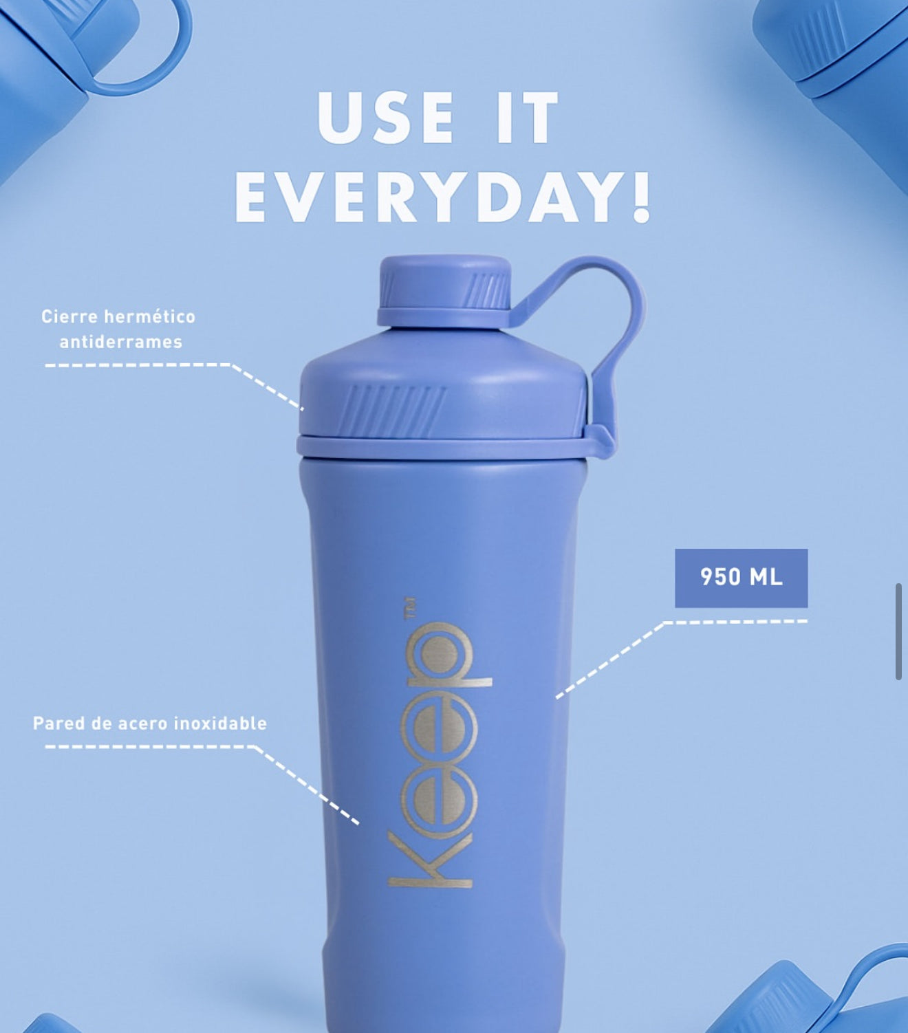 Botella Shaker Metalico Keep