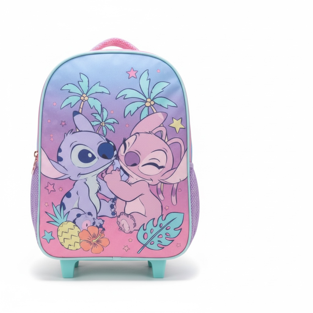 Mochila Stitch & Angel con Ruedas Infantil 15"