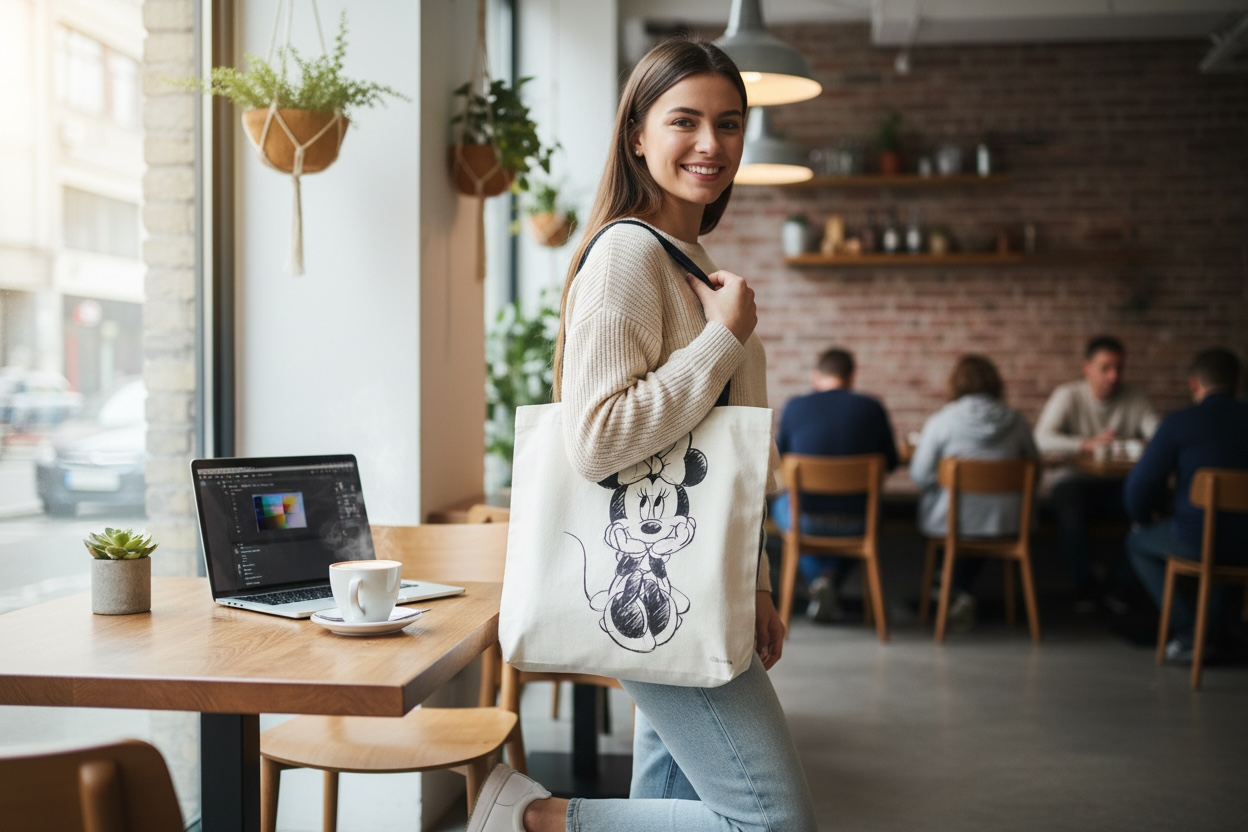 Bolsa Erre Mickey y Minnie Algodón 36x36cm Modelo 2