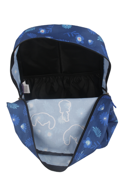 Mochila Juvenil Stitch Parches Azul Rey
