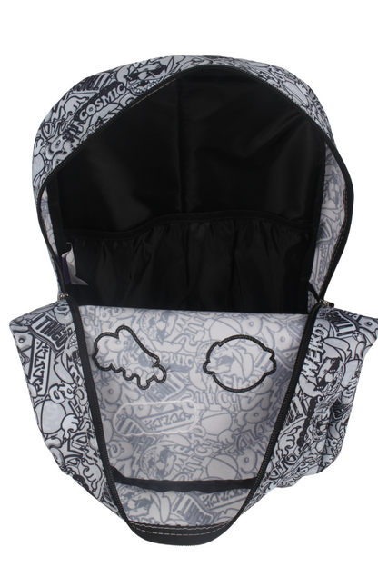 Mochila Juvenil Stitch Parches Gris