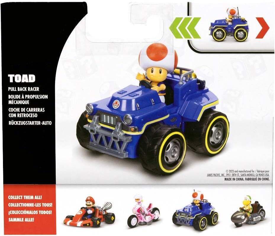 Super Mario Vehiculo Carro Kart Racer con Figura Toad Desmontable