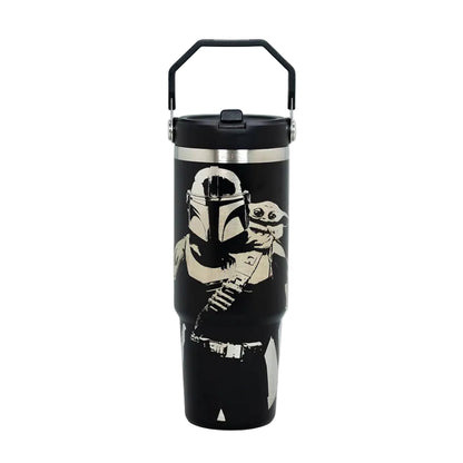 Botella Insulada Con Mango 850ml Black Star Wars Mandalorian