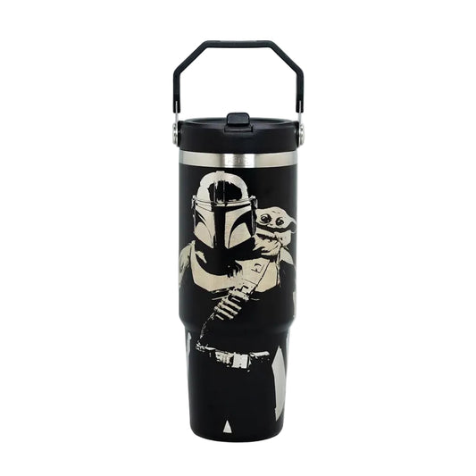 Botella Insulada Con Mango 850ml Black Star Wars Mandalorian