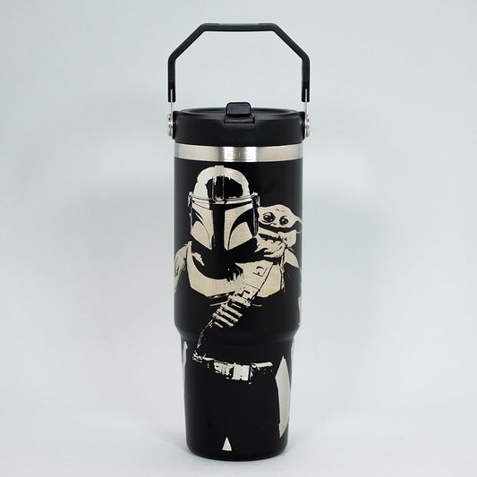 x Mayor Botella Insulada Con Mango 850ml Black Star Wars Mandalorian