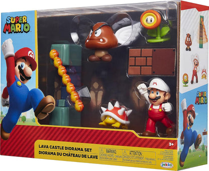 Set Figuras Super Mario Set Diorama Castillo De Lava