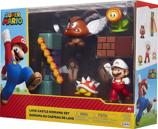 Set Figuras Super Mario Set Diorama Castillo De Lava