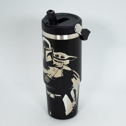 x Mayor Botella Insulada Con Mango 850ml Black Star Wars Mandalorian