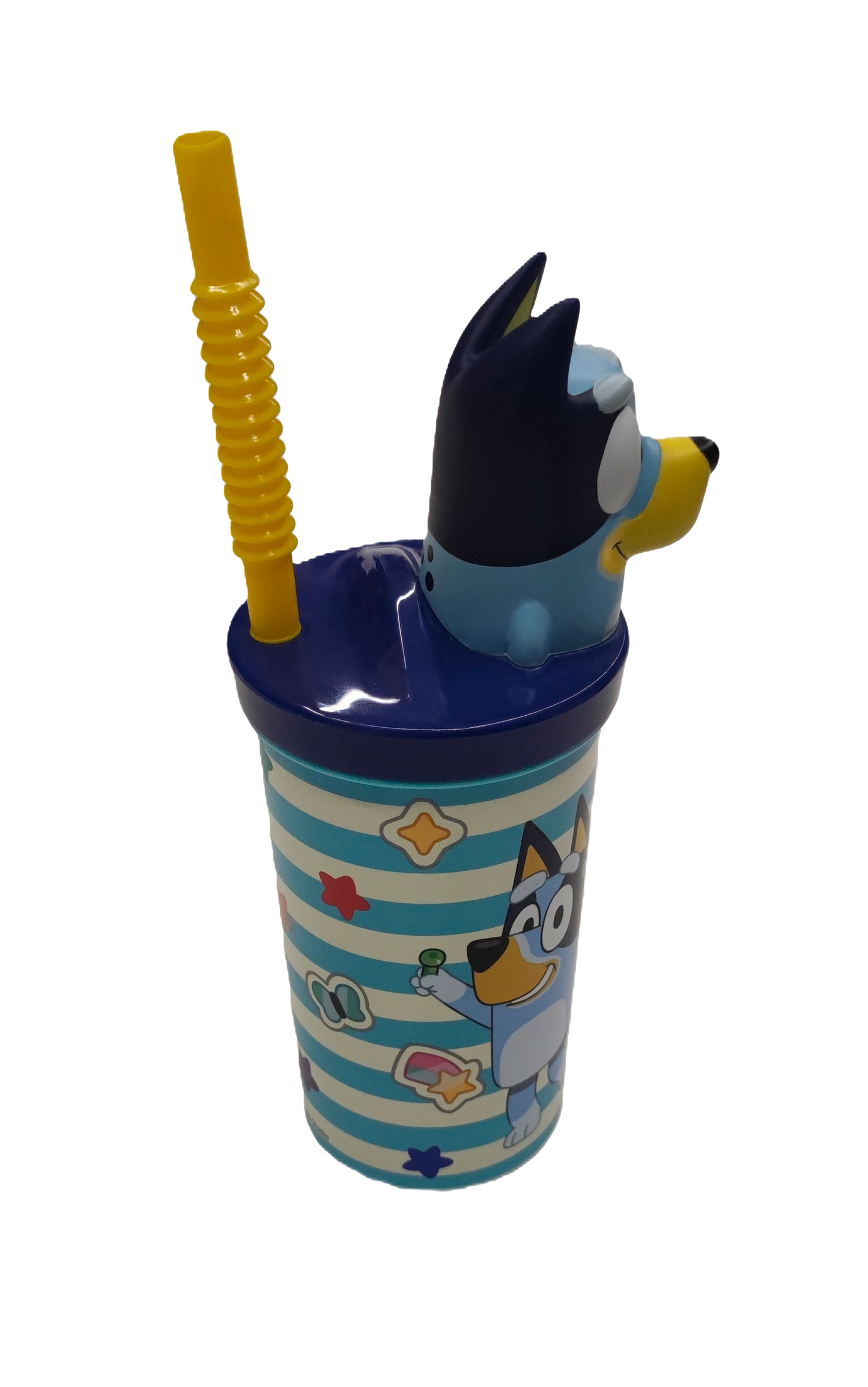 Vaso Con Bombilla Bluey Figura 3D 360ml