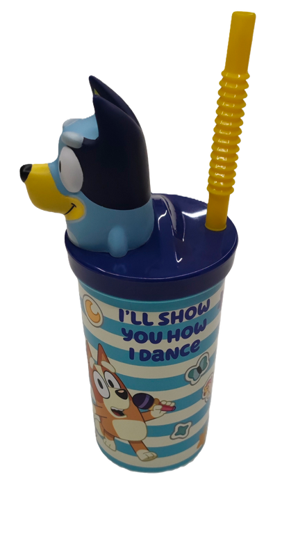 Vaso Con Bombilla Bluey Figura 3D 360ml