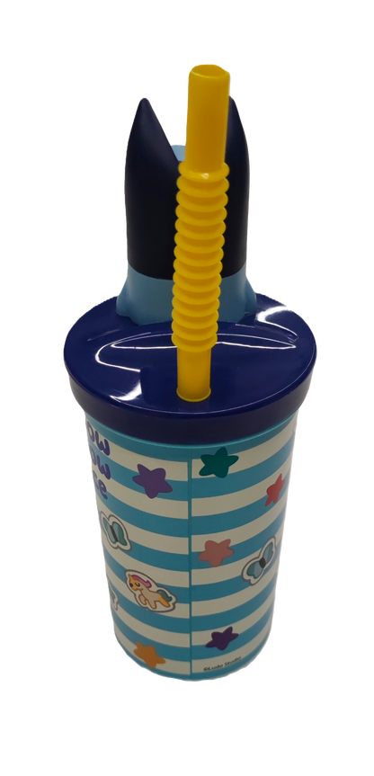 Vaso Con Bombilla Bluey Figura 3D 360ml