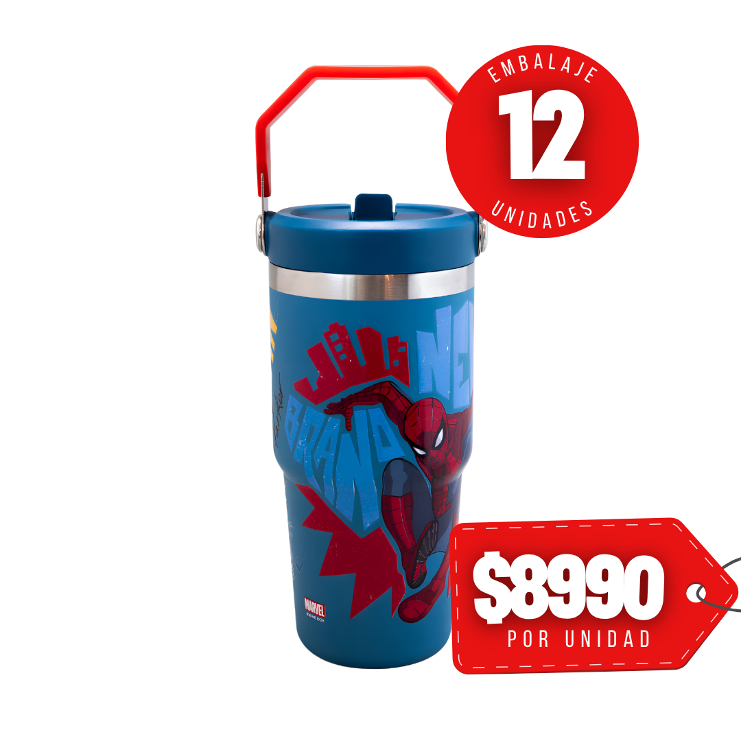 x Mayor Botella Insulada Con Mango 590ml Spiderman