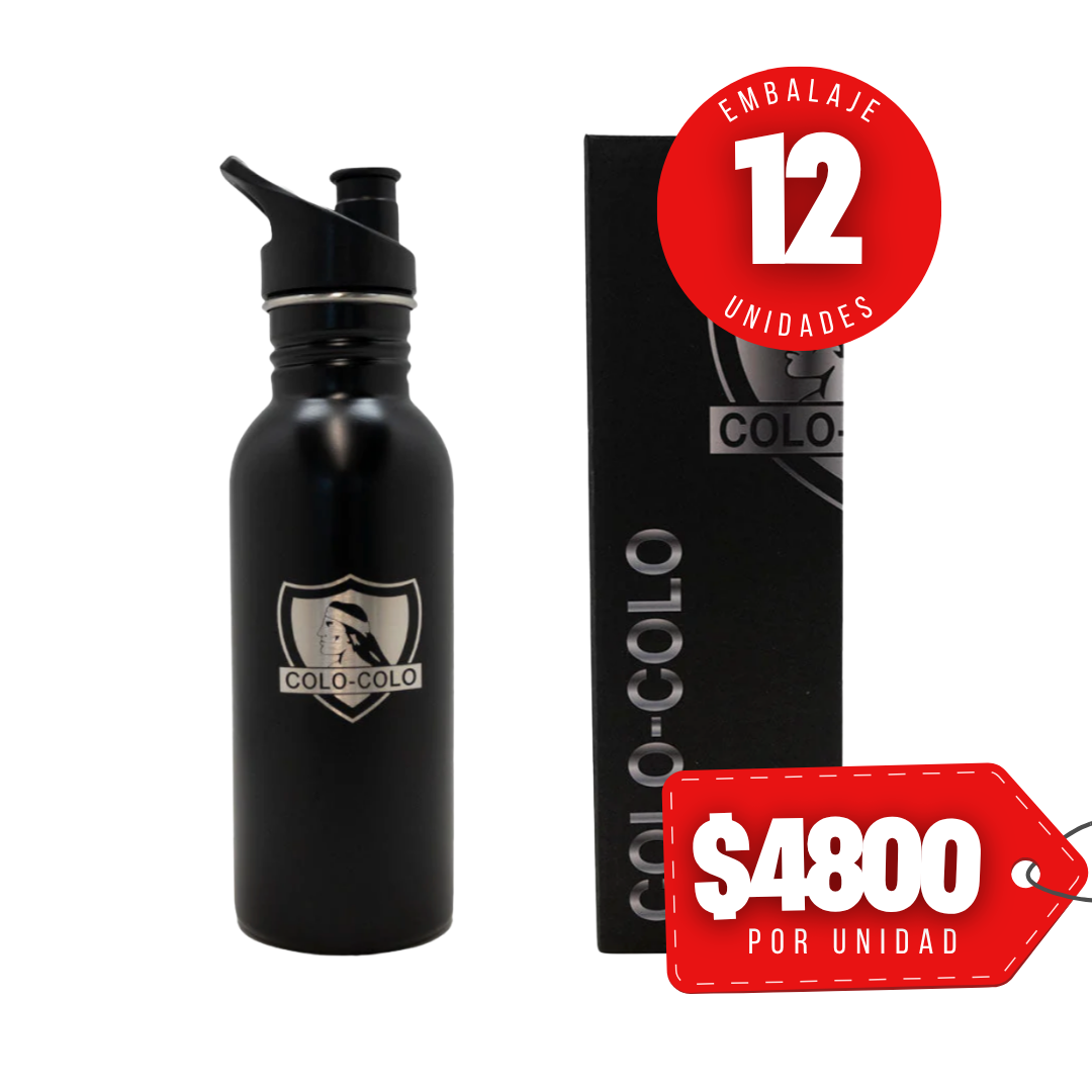 x Mayor Botella Metalica 600ml Colo Colo