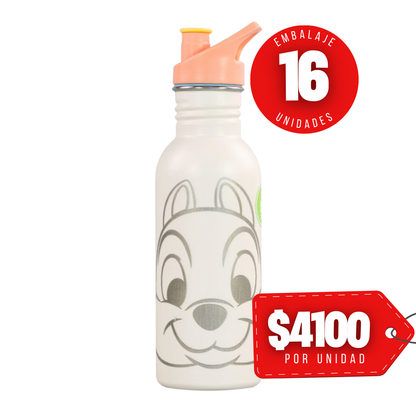 x Mayor Botella Metalica Chip y Dale 600ml Summer Disney
