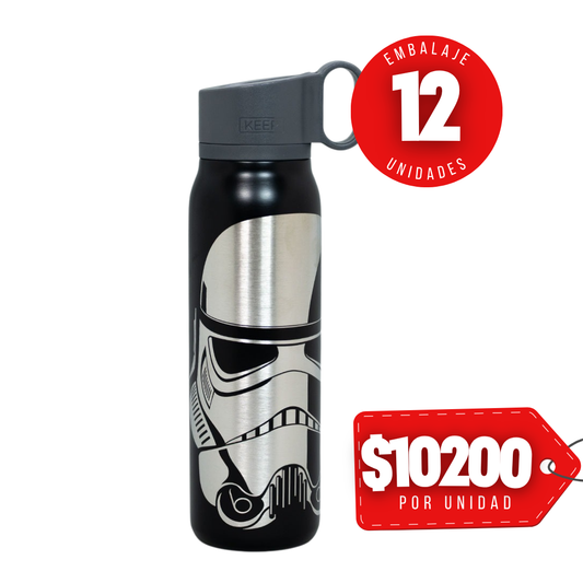 x Mayor Botella Metalica Gancho Black Star Wars Dart Vader Gris