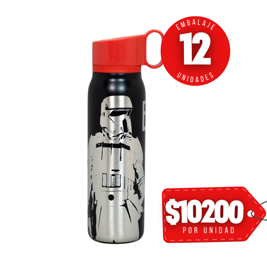 x Mayor Botella Metalica Gancho Black Star Wars Dart Vader Rojo