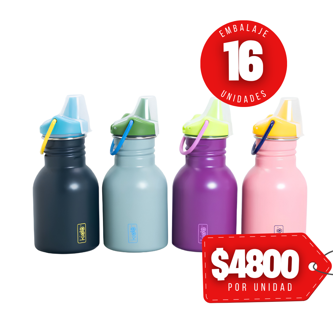 x Mayor Botella Metalica Mango 355 Ml Kido