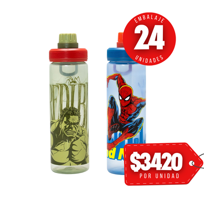 x Mayor Botella Tapa Rosca 600ml Spiderman