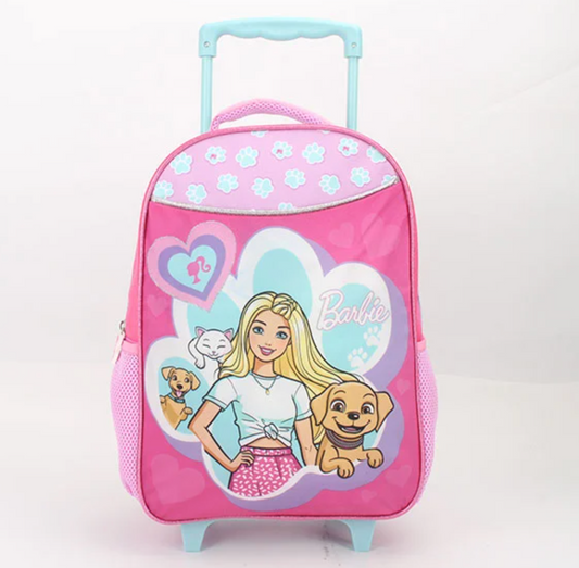 Mochila Infantil con Ruedas 15" Barbie Corazon