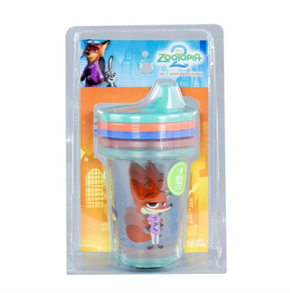 Set 3 Vasos Reusables Zootopia
