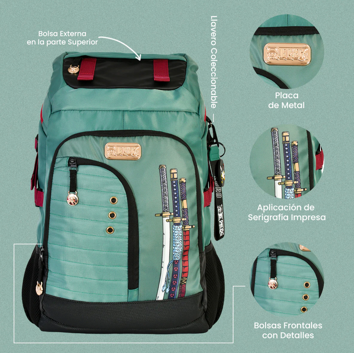 Mochila Premium One Piece Juvenil Zoro