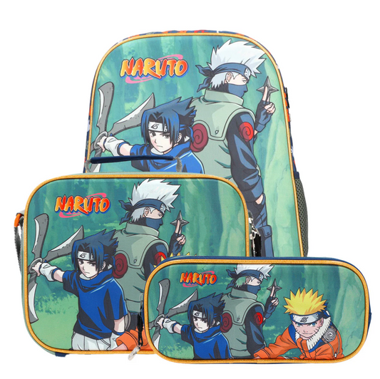 Set Mochila Lonchera y Estuche Naruto Infantil