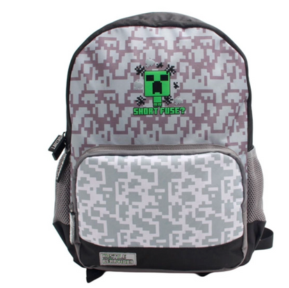 Mochila Juvenil Minecraft Gris