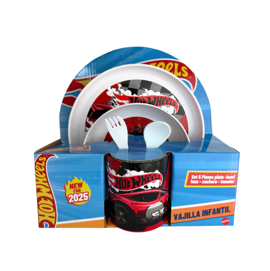 Set Vajilleria 5 Piezas Hot Wheels