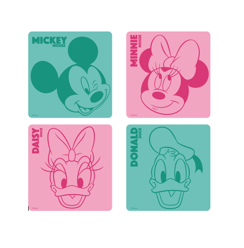 Set 4 Posavaso Summer Disney Mickey Minnie Daisy Donald