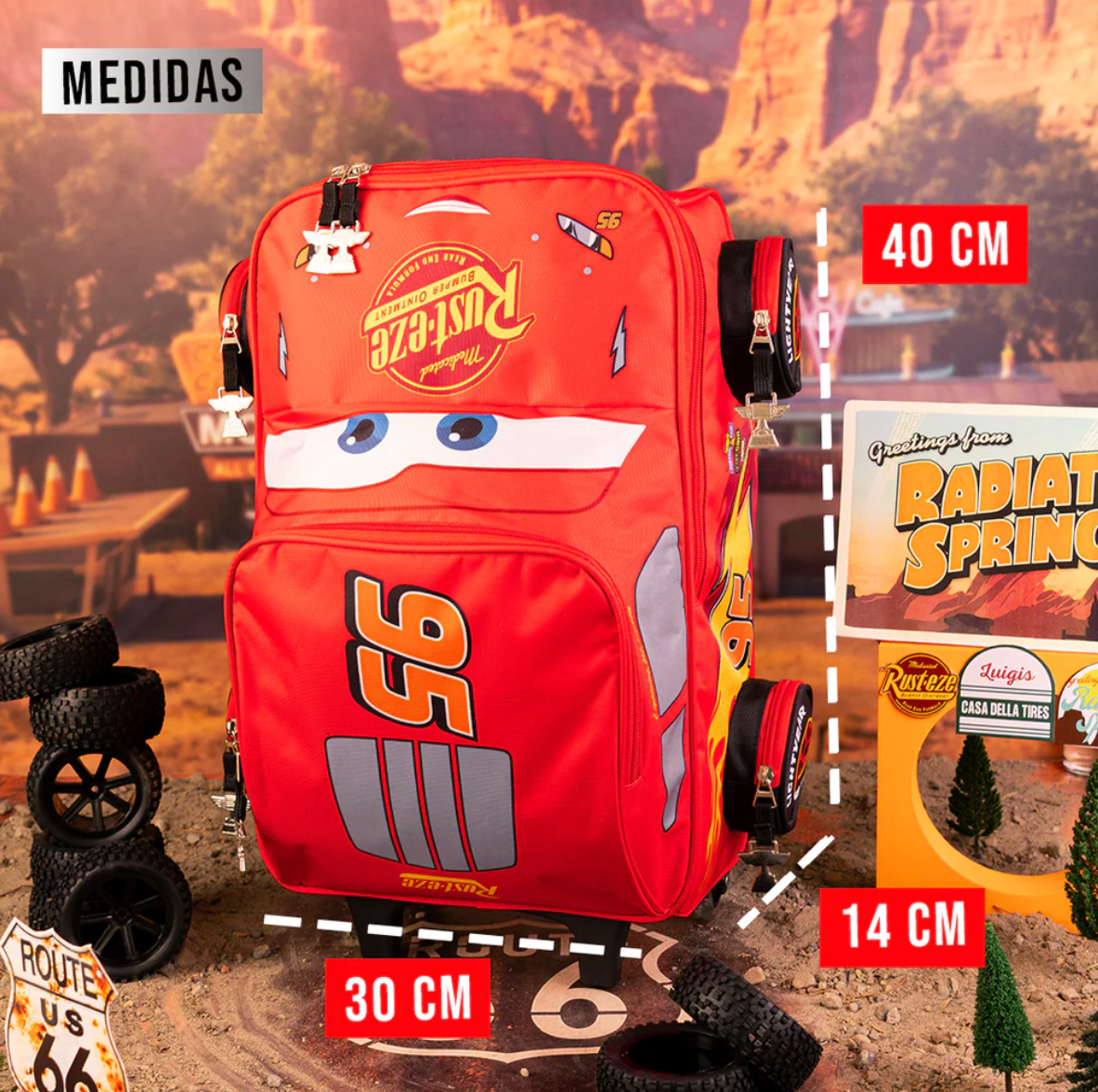 Mochila Cars Infantil 3D con Ruedas