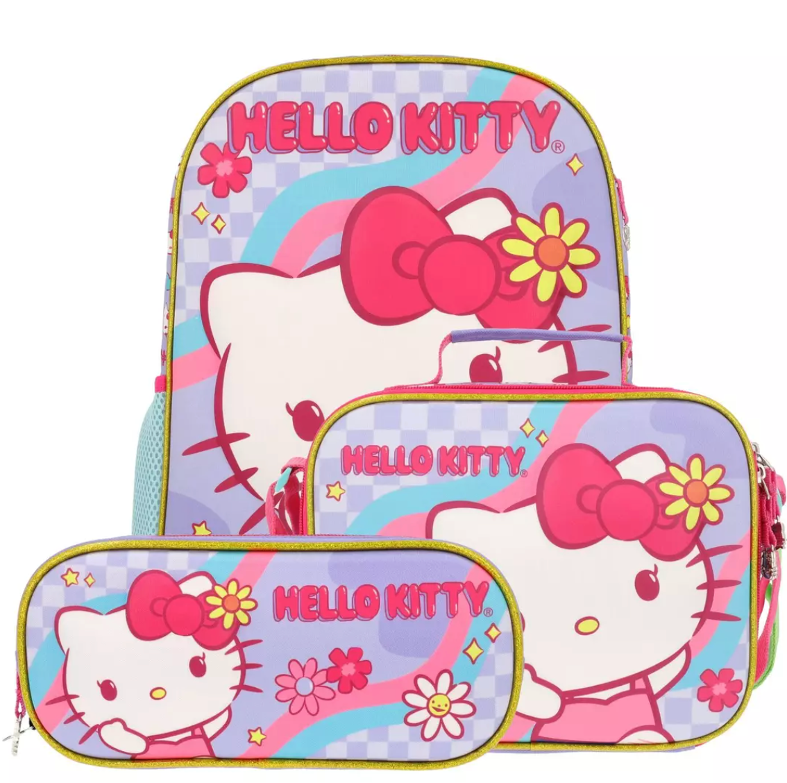 Set Escolar Hello Kitty Infantil Mochila + Lonchera + Estuche