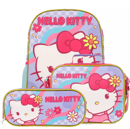 Set Escolar Hello Kitty Infantil Mochila + Lonchera + Estuche