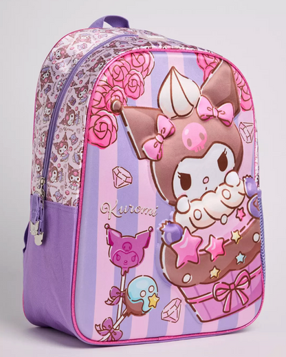 Set Escolar Kuromi Infantil Mochila + Lonchera + Estuche