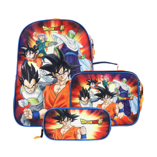 Set 3 en 1 Dragon Ball Super Infantil Mochila + Lonchera + Estuche