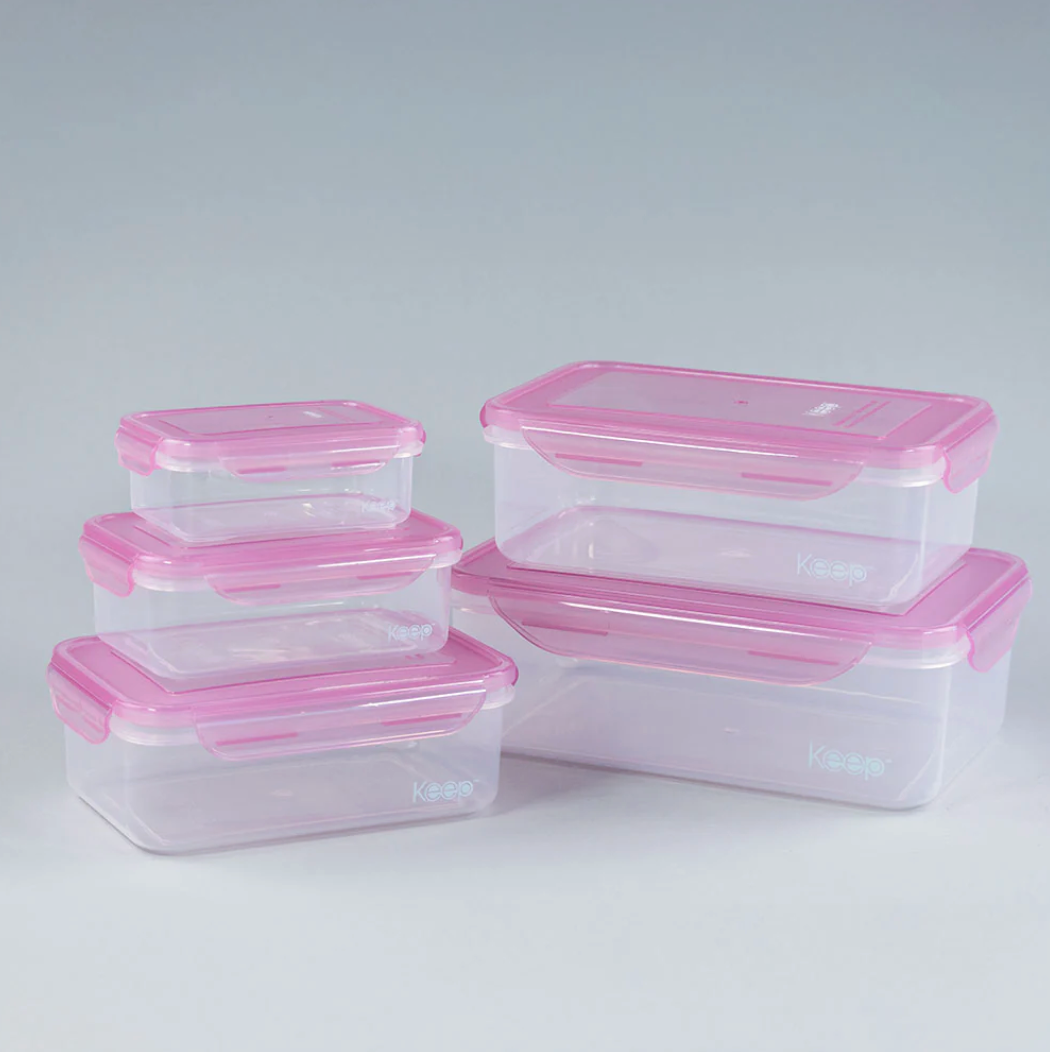 Set 5 Hermeticos Apilables Keep Rosa