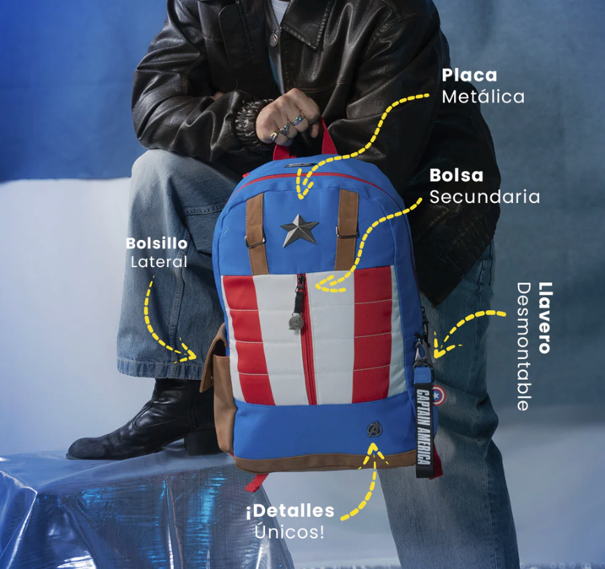 Mochila Avengers Juvenil Capitan America