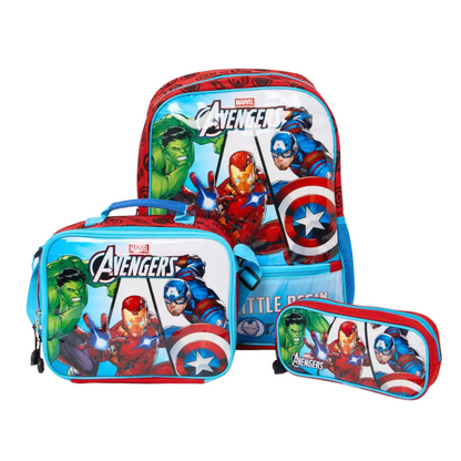 Set 3 en 1 Avengers Infantil Mochila + Lonchera + Estuche