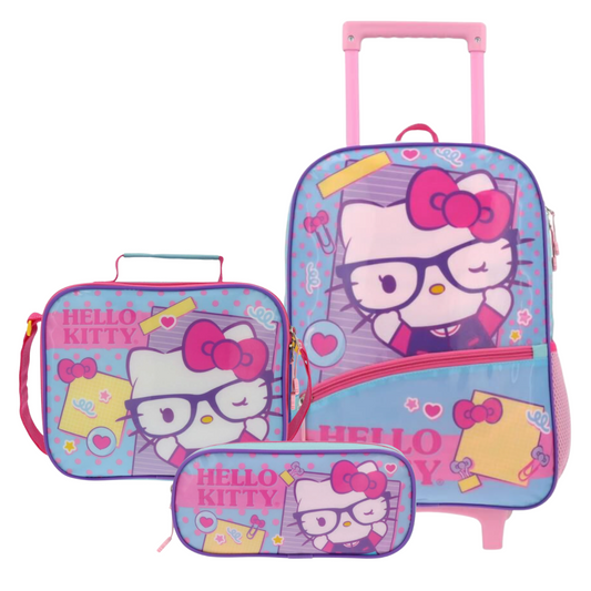 Pack Escolar Mochila con Ruedas Hello Kitty Infantil