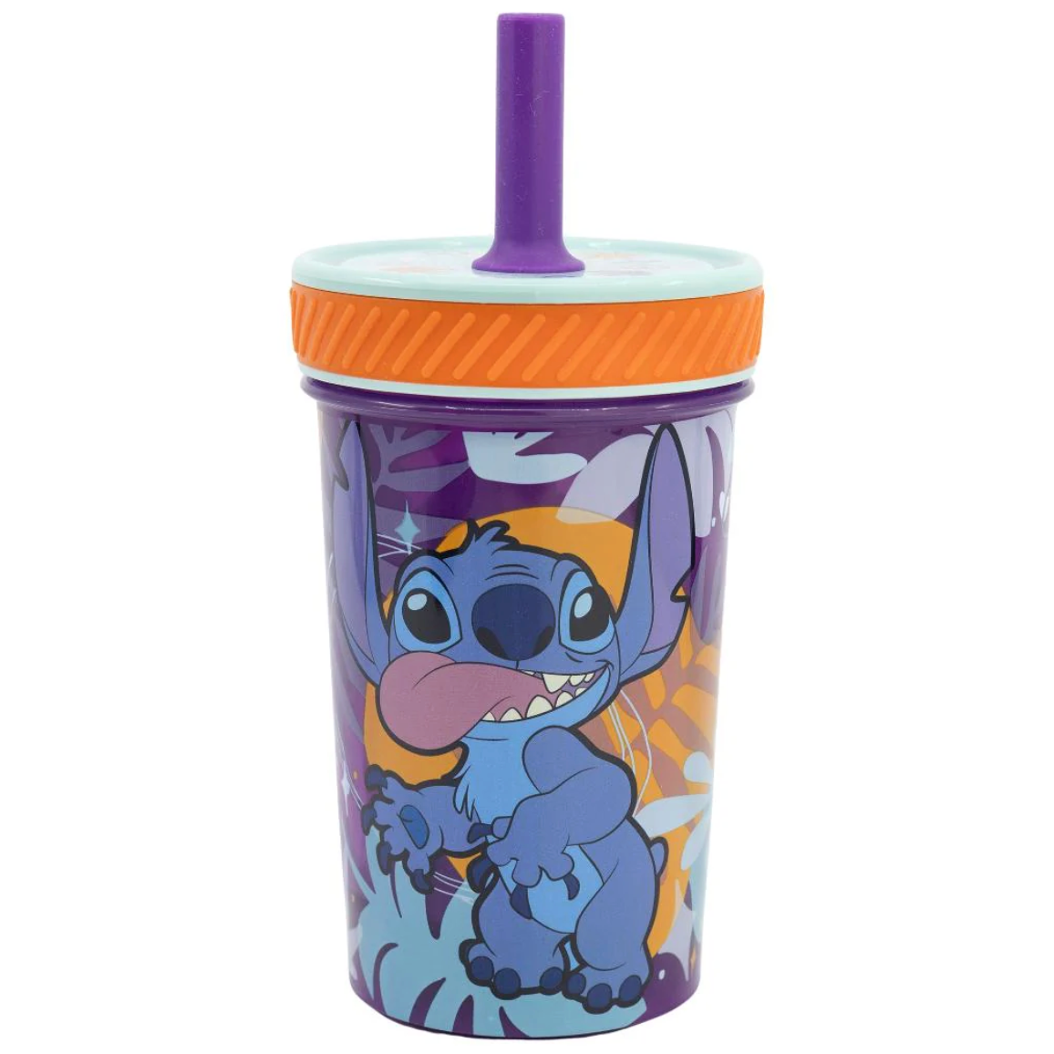Vaso Con Bombilla Silicona Antivuelco Stitch 370ml