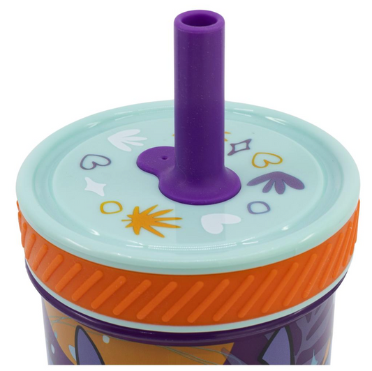 Vaso Con Bombilla Silicona Antivuelco Stitch 370ml