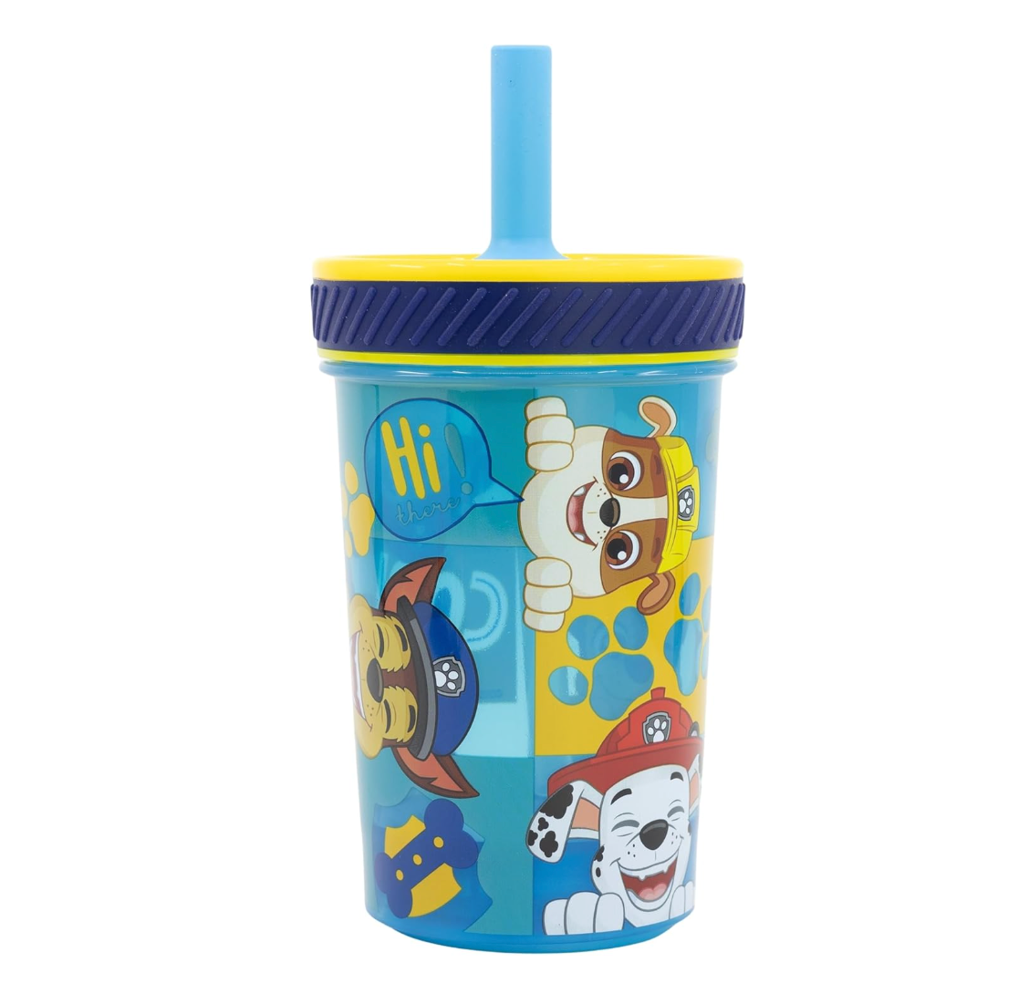 Vaso Con Bombilla Silicona Antivuelco Paw Patrol 370ml