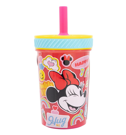 Vaso Con Bombilla Silicona Antivuelco Minnie Mouse 370ml