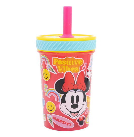 Vaso Con Bombilla Silicona Antivuelco Minnie Mouse 370ml