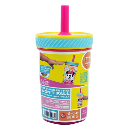 Vaso Con Bombilla Silicona Antivuelco Minnie Mouse 370ml